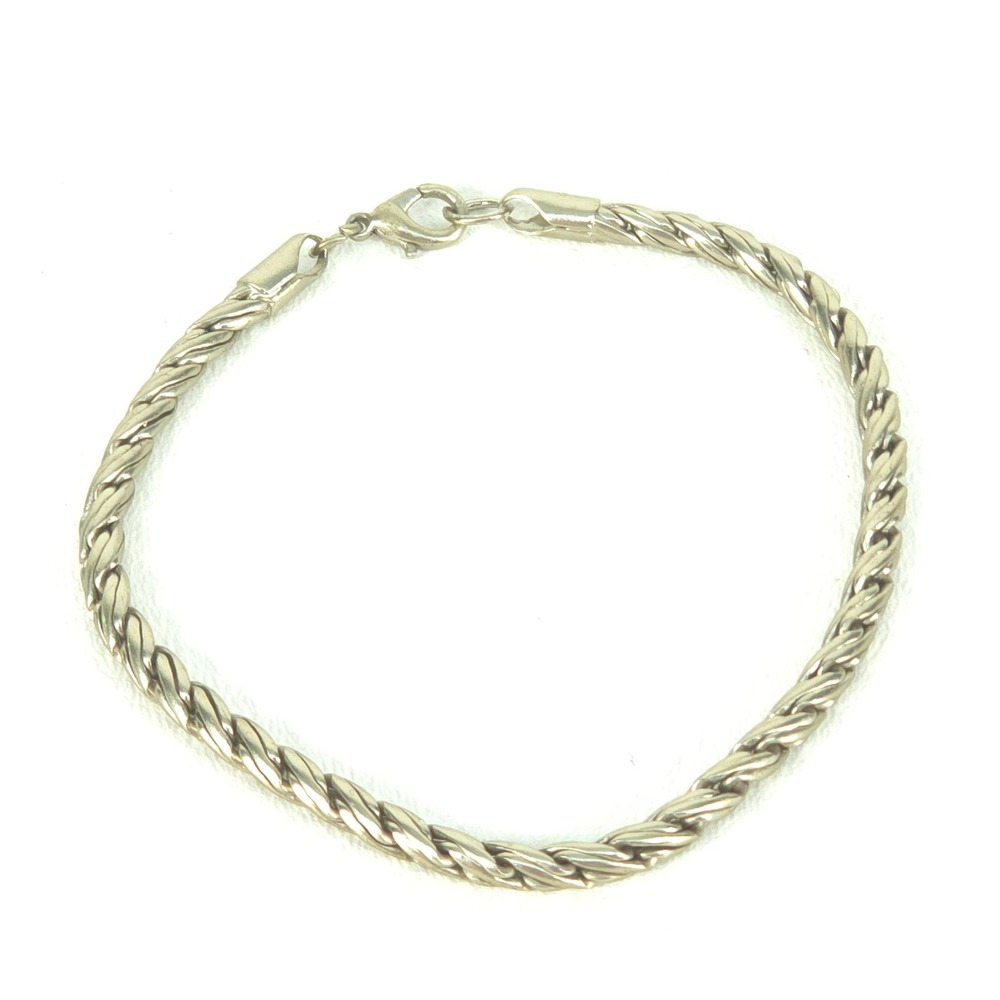 Vintage Silver-Tone Twisted Rope Link‎ Bracelet Minimalist Classic 1970s Jewelry